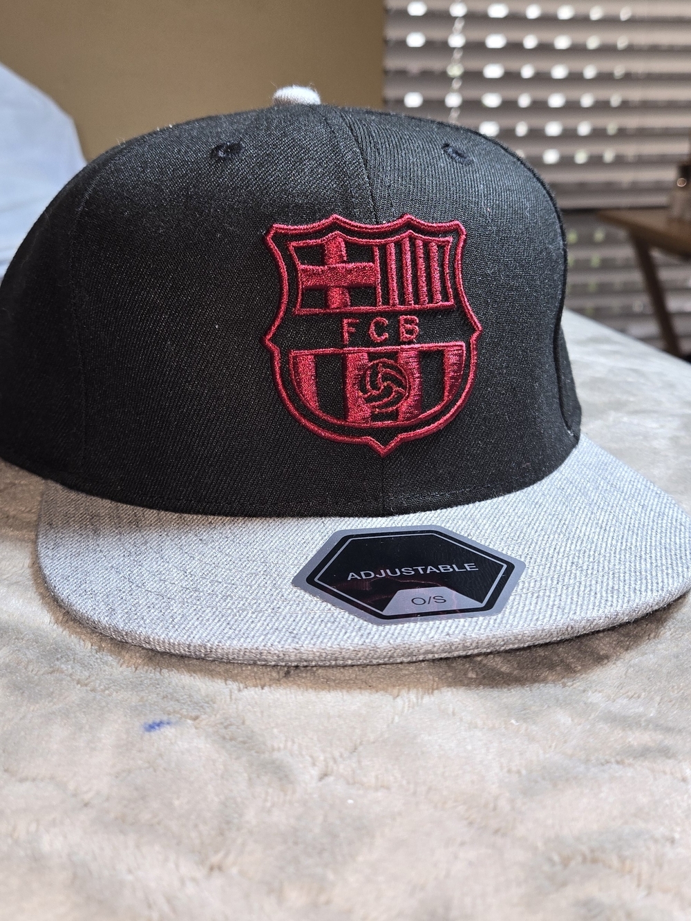 FCB Embroidered Two-Tone Adjustable Snapback Hat - Black & Gray